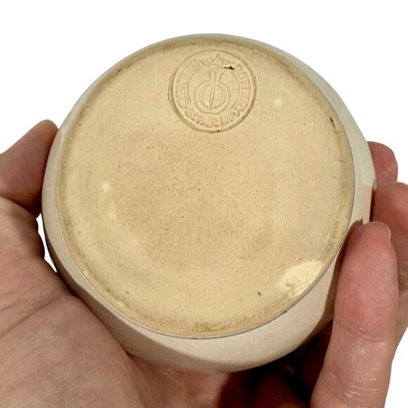 Deneen Pottery VTG Stoneware Blue Glaze Leaves Feathers Soap Dispenser Bud Vase - Picture 9 of 11